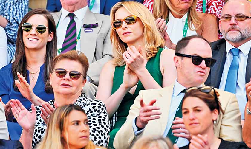 We really want to rag on a certain tabloid for making so much of Jodi Comer’s neckline while socializing in the Royal Box with Tom Cruise. This is a conversation for an entirely other day and space, but we hardly think anyone ever is wearing low-cut tops to entice Tom Cruise. Secondly, yeah, her outfit is maybe a little on the edgier end of things, but Comer is younger than the other people on this list, as you may note. Overall, love the green dress, it matches her eyes nicely, the shades, and this demure demeanor as she politely applauds Tom Cruise beating Federer at his own game, we assume.