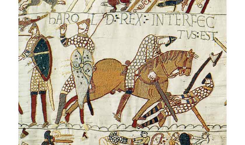 Death of Harold Godwinson. -- Image courtesy Bayeux Tapestr