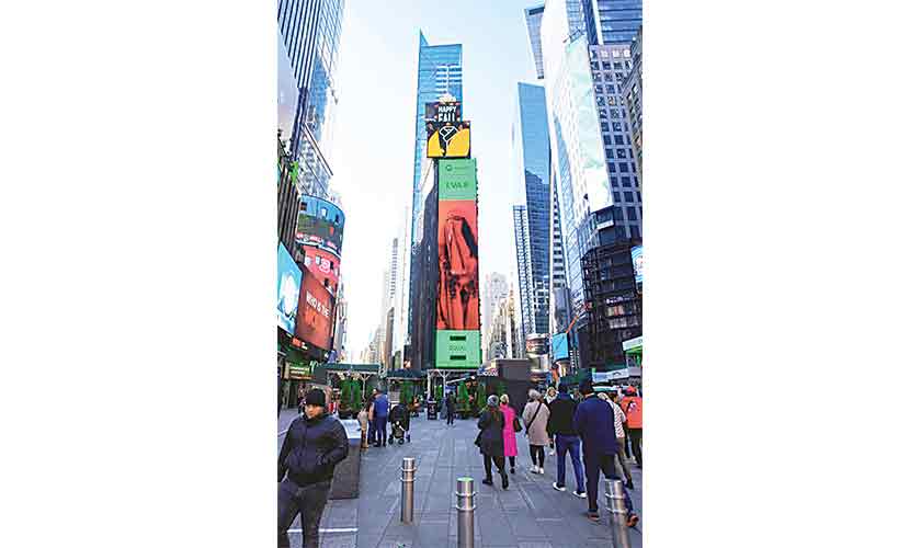 Eva B featured on a digital billboard in Times Square, NYC.