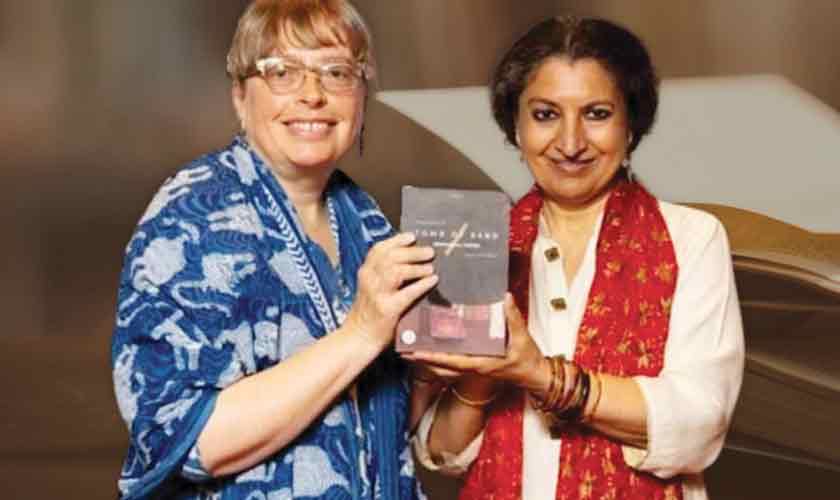 Geetanjali Shree with the books English translator Daisy Rockwell. ---Photo courtesy Twitter