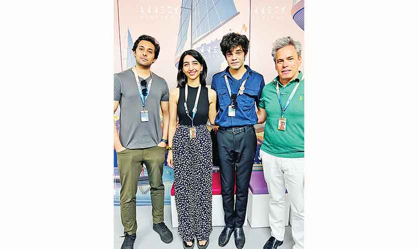 (From left to right): Khizer Riaz, Mariam Riaz, Usman Riaz and Manuel Cristobal at Annecy International Animation Film Festival in France, in 2022.