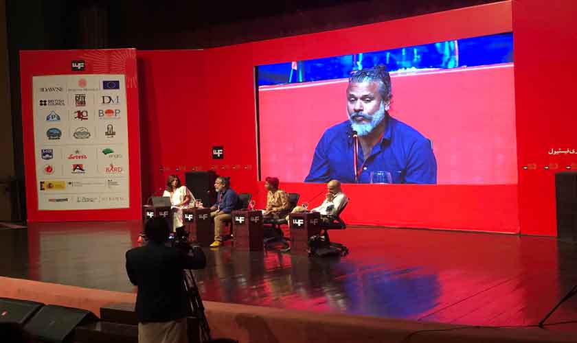 Shehan Karunatilaka in session with Sabyn Javeri, Mohsin Hamid and Nadifa Mohamad at Lahore Literary Festival, 2023