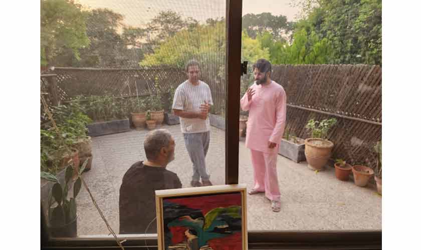 The artists at Tagh’eer Lahore. (From left to right) Ali Sultan,Jahanzeb Haroon and Nad E Ali. — Image by Nashmia Haroon