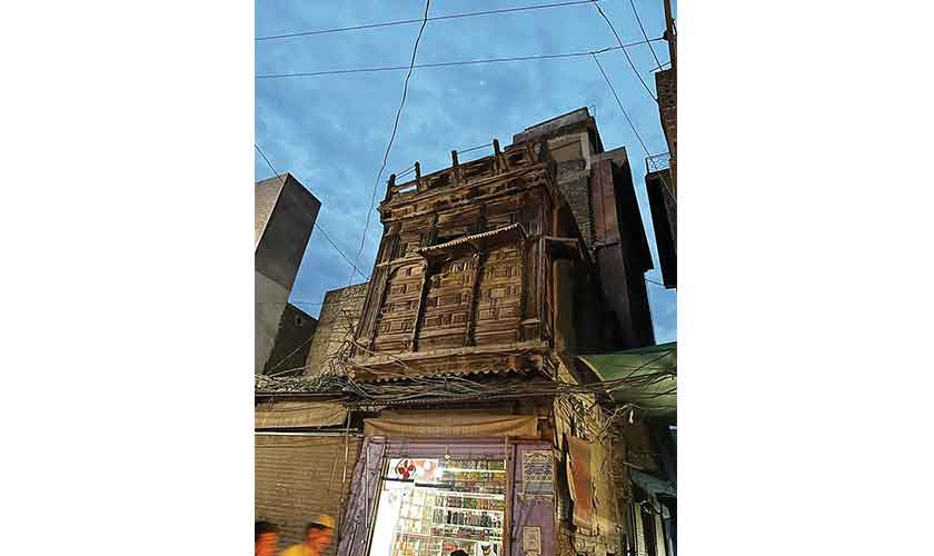 Street in Bannu where once Gokhle Art Acadamy was housed in a haveli. Century old Wooden architecture still surviving.
