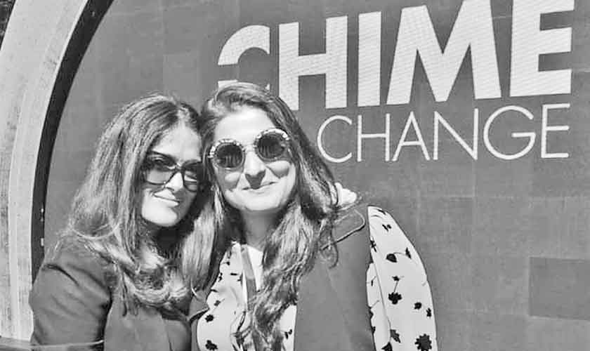 Sharmeen Obaid-Chinoy collaborated with Gucci to direct a series of videos on the subject of gender equality with global stars such as Selena Williams, Julia Roberts, and many more. Seen here with Salma Hayek Pinault.