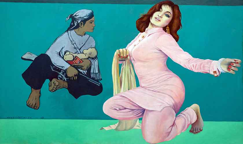 Mian Ijaz-ul-Hassan. Thah, 1974. Oil on canvas. Collection of Fukuoka Asian Art Museum, courtesy of the artist.