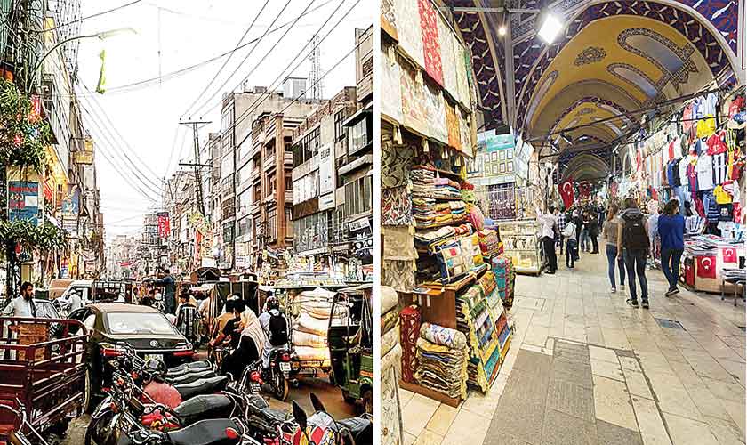 Shah Alami Market, Lahore vs Grand Bazaar, Istanbul.— Photos: Web