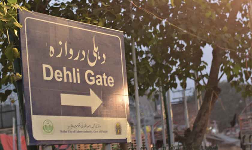 A directional board for Delhi Gate of Walled city of Lahore.