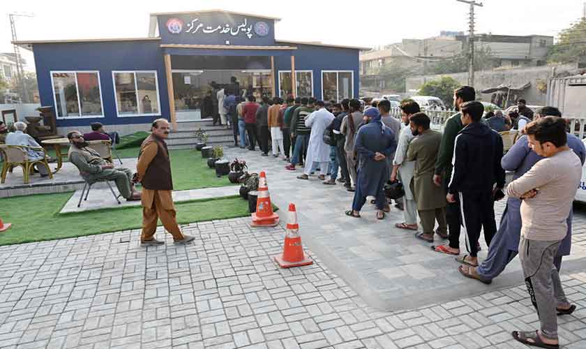 Unending queues at the driving licence centres are the order of the day. — Photo by Rahat Dar