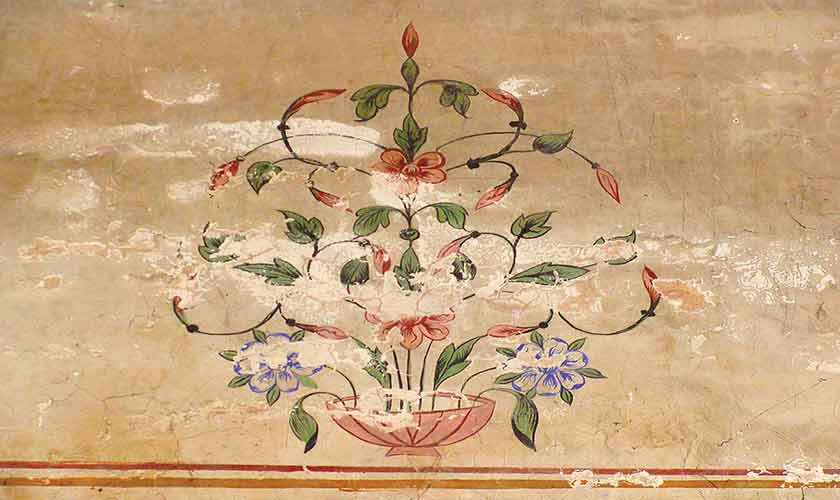 Fading painting in Ganj Mandi temple.