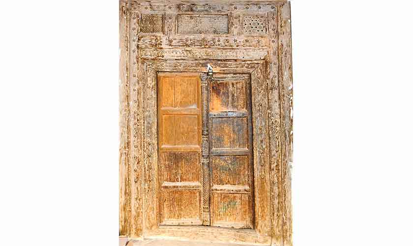 Wooden door in Imam Ghazali mosque.