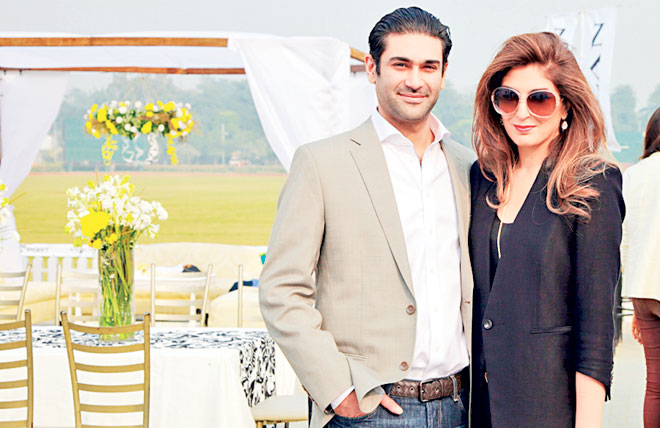 The hostess Khadijah Shah looks radiant in skin tight jeans, an Hermes belt worn on skinnies under long boots with a classic-cut coat. An emerald green clutch and chunky bracelets and a chain completed the look and of course the big, dark shades. Husband Jehanzeb Amin sported jeans and a white shirt with a khaki blazer. 