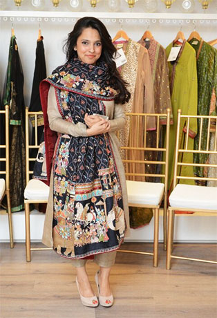 Nida Azwer proudly displays one of her Shahtoosh from the limited edition collection titled 'Toosh' - statement-making, detailed luxe items made to be heirloom pieces