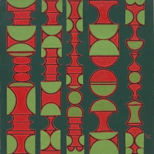 Anwar Shemza, ‘Red and Green Relief’ (1976).