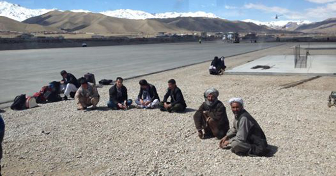 Passengers waiting at Bamiyan Airstrip.