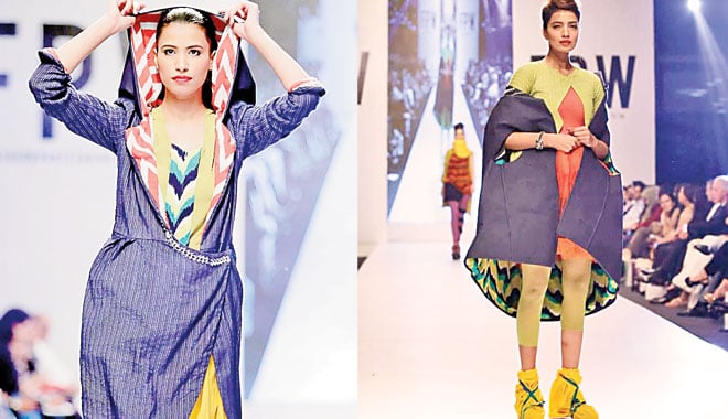 Sakina Lotia has made an edgy debut at the Alfalah Rising Talent Show with a collection that won critical acclaim for its refreshing originality.