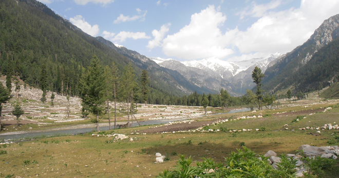 View of Kumrat --  Khazan-Kot visible in the background in the snowline.