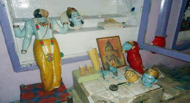 Ransacked Hindu deities.