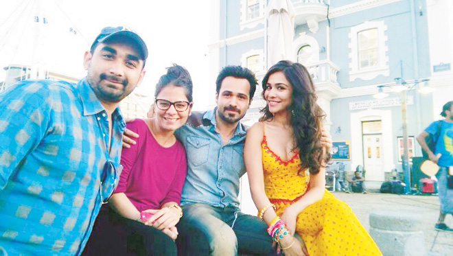 Clockwise from top: Humaima and Emraan share a moment on the sets of popular dance show Jhalak Dikhla Ja, which has become an essential promotional tool for every big banner film; in Cape Town for the filming of a song, with director Kunal Deshmukh; and unable to travel back home for Eid, Humaima finds a home away from home and gets ‘eidee’ from Mahesh Bhatt.