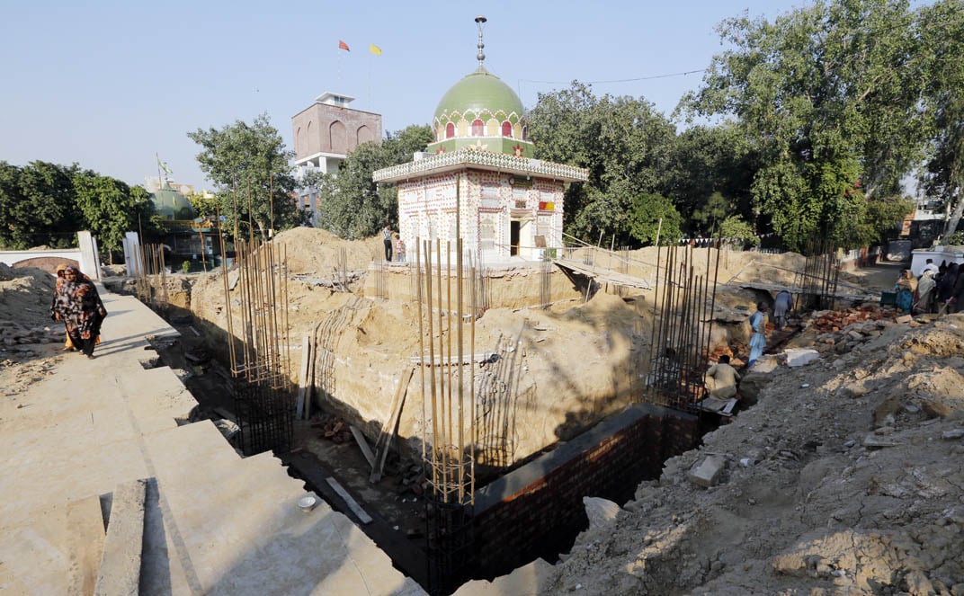 An open corridor is being built around the shrine along with a 