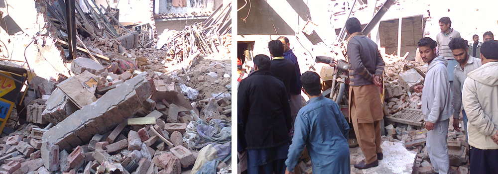 Scenes of destruction.