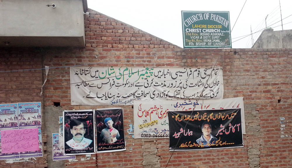 Posters and banners, tacked outside the walls of the churches, are a valentine to the 