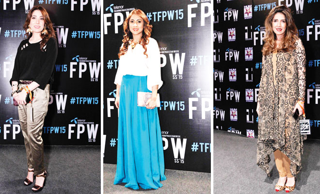 A young, bold and beautiful Fashion Pakistan Council has managed to set the wheels of this event into motion. (L-R) Chairperson Sanam Chaudhri, CEO Wardha Saleem and Spokesperson Maheen Karim.