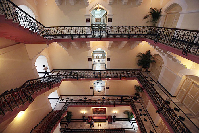 The wow effect: grand staircase at the hotel.