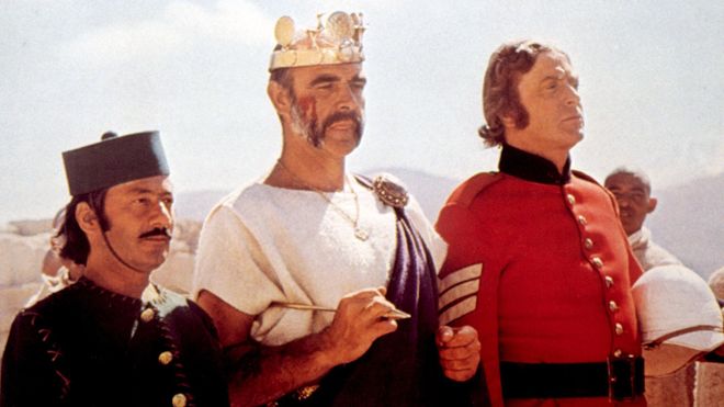 With Sean Connery and Michael Caine in The Man Who Would Be King.