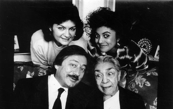 Saeed Jaffrey, Zohra Sehgal, Shelly King and Rita Wolf in film  Tandoori Nights.
