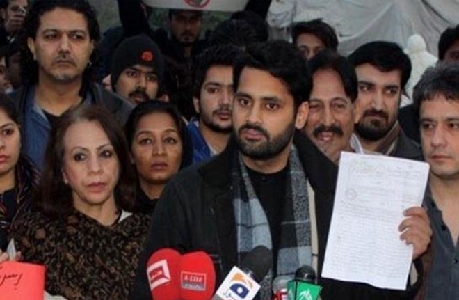 Civil society protest outside Lal Masjid.