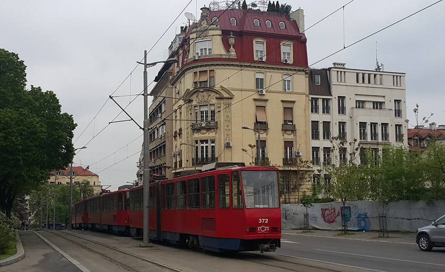 Nostalgia galore -- old-gauge trams traverse old Belgrade.