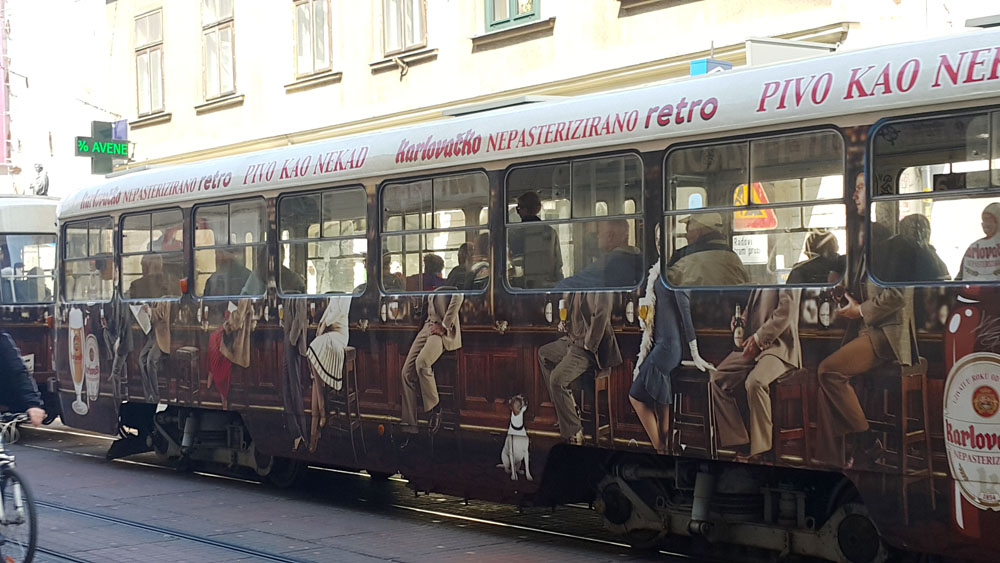 Arty trams dominate the traffic flow in Zagreb.