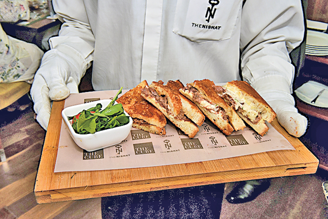 The grilled cheese with braised beef sandwich was the star of the entrees.