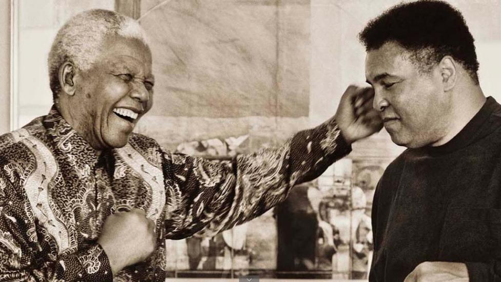 Nelson Mandela with Muhammad Ali.