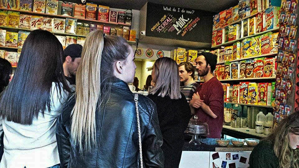 Queues at Cereal Killer Cafe in the Shoreditch neighbourhood.