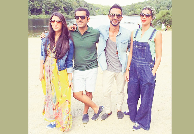 Hareem with Dobara Phir Se cast members Adeel Hussain, Ali Kazmi and Sanam Saeed 