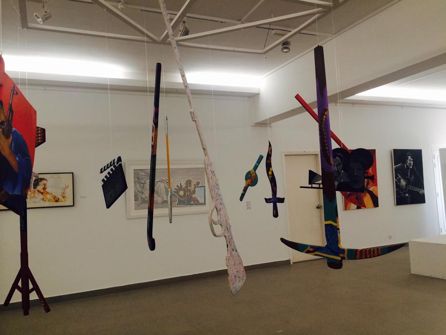 Khalid Soomro, Zeeshan Memon, Habib Phulphoto Piyaar tey Hathyaar Mixed media.