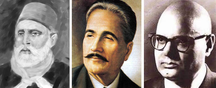 Altaf Hussain Hali, Muhammad Iqbal and Noon Meem Rashid seem to be identifying and looking towards their motherland as liberator.