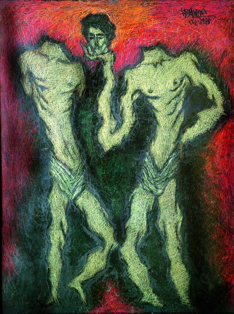 Two heads by Sadequain.