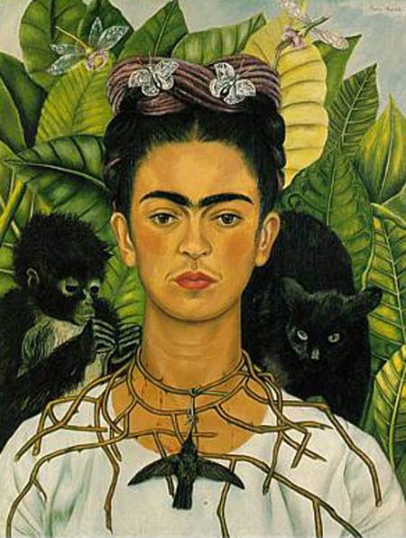 Self Portrait with Thorn Necklace and Hummingbird by Frida Kahlo.