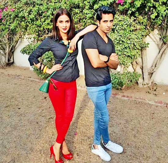 Saba Qamar and Khalid Malik from the set of Baaghi. 