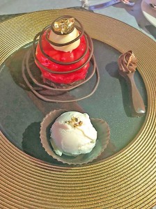 Belgian chocolate dessert with panna cotta