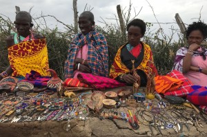 Maasai women selling their crafts in the village. ---- Photos by the author