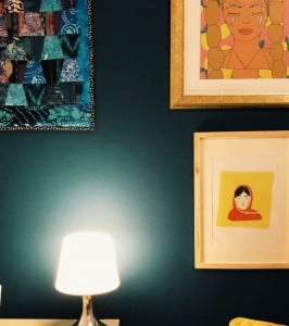 At home in Barcelona: With a cartoon of Malala