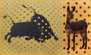 Fighting Bulls and a Donkey.