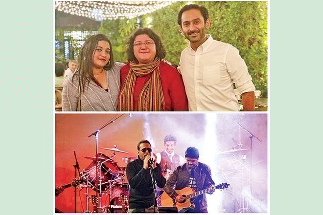 (Above) Salt Arts co-founders Raania Azam Khan Durrani and Junaid Iqbal with artist, producer and musical savant Haniya Aslam. - Photo credit: Asad Faruqi (Below) Strings performing in Karachi at a Salt Arts gig. Photo credit: Bisma Tariq (BN&MM Photography). -Photo courtesy: Salt Arts.  