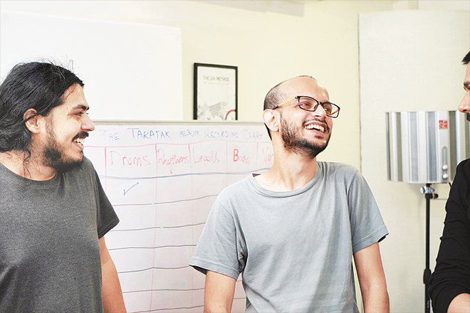 (Left) Zain Peerzada (social media, content creator and video editor) and Daniel Arthur Panjwaneey, audio engineer at Aleph. 