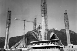 Faisal Mosque, Islamabad under construction in 1966.