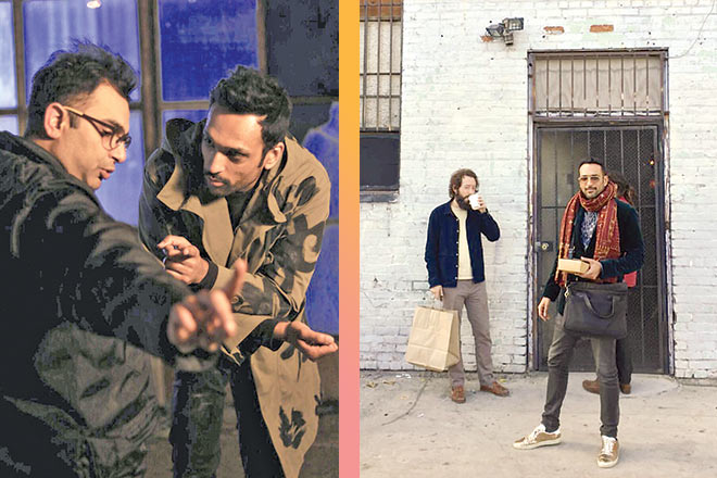 Ali Sethi with longtime collaborator, director Sarmad Khoosat on the set of &lsquo;Chandni Raat&rsquo;. (Right) Ali Sethi and Grammy-winning producer Noah Georgeson in Los Angeles, December 2018.